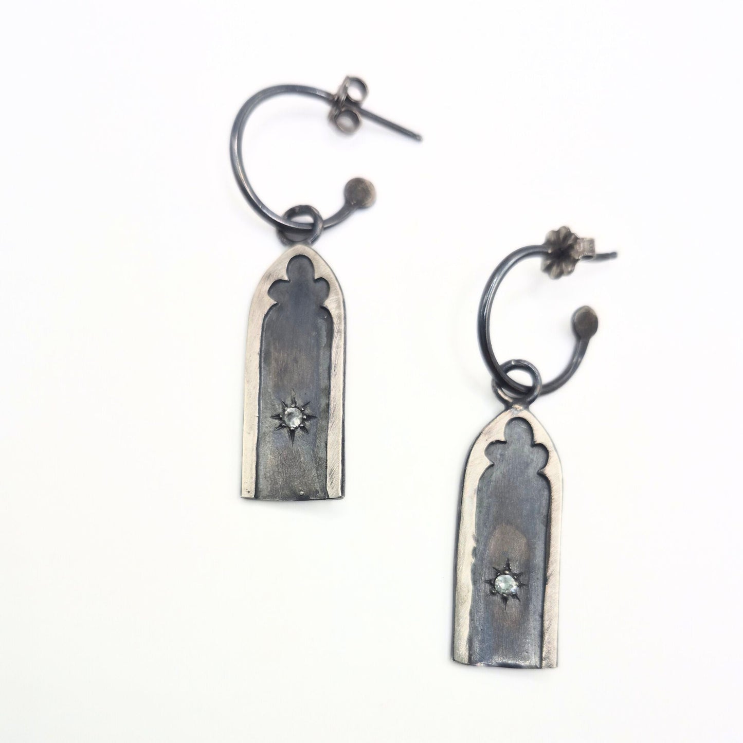 Gothic Arch Hoops with Sapphires