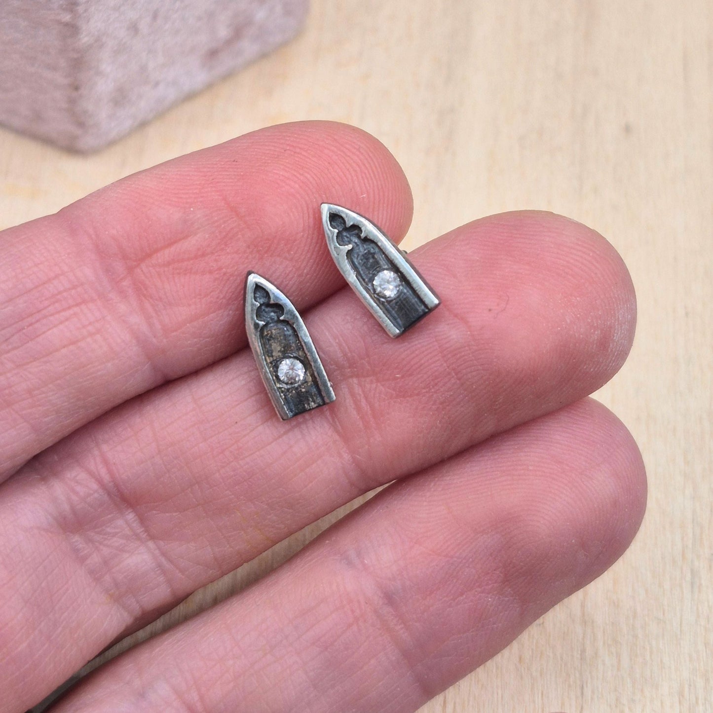 Tiny Sapphire Portal Earrings