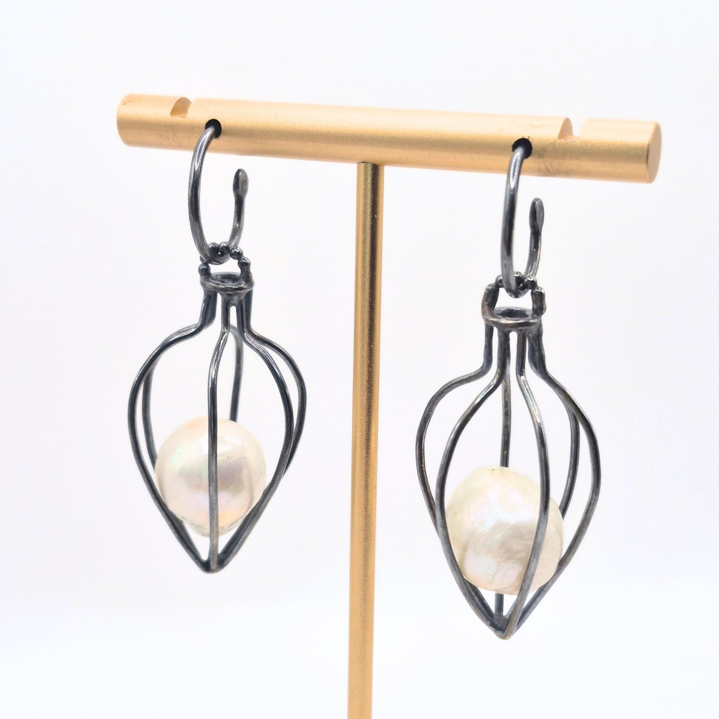 Vessel Earrings with Pearl