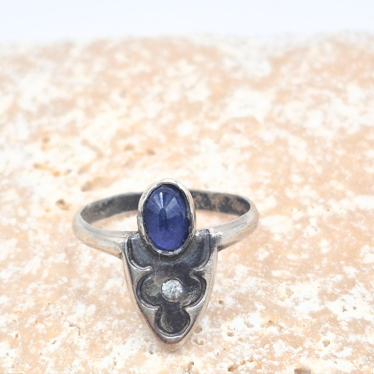 Sapphire Gothic Arch Ring