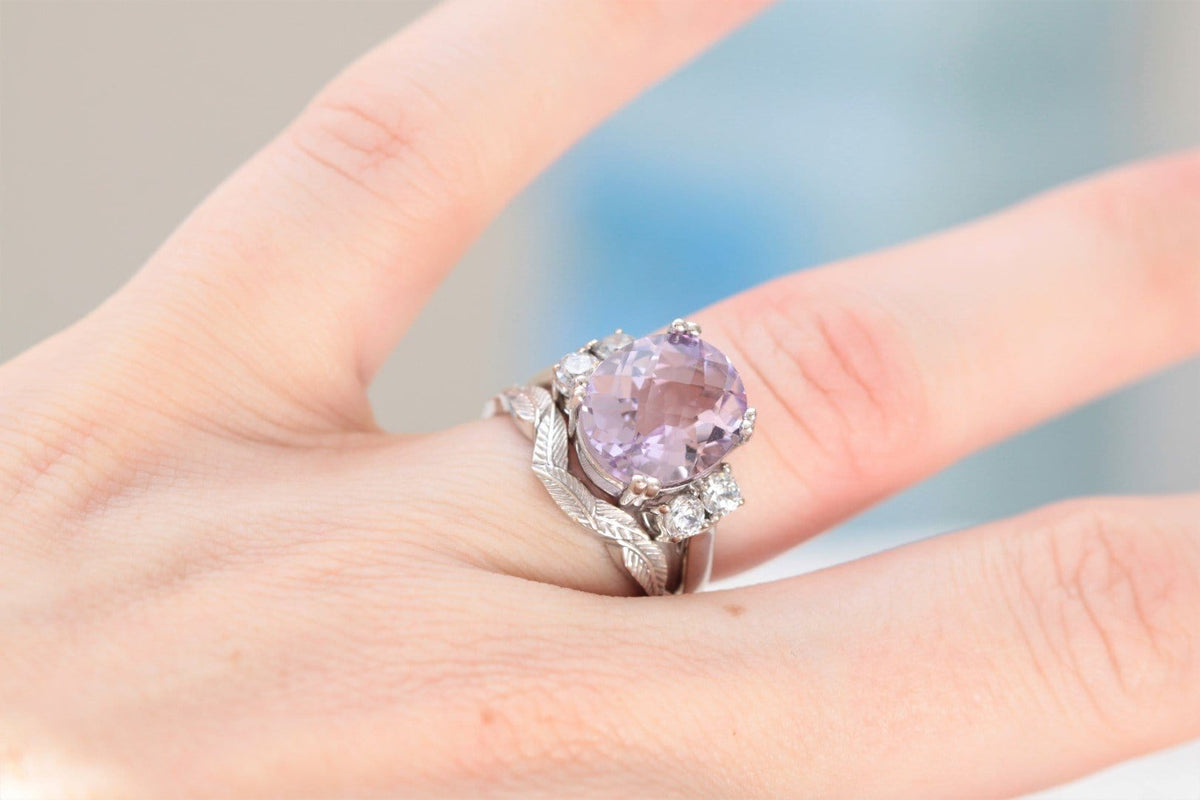 Pink amethyst diamond ring