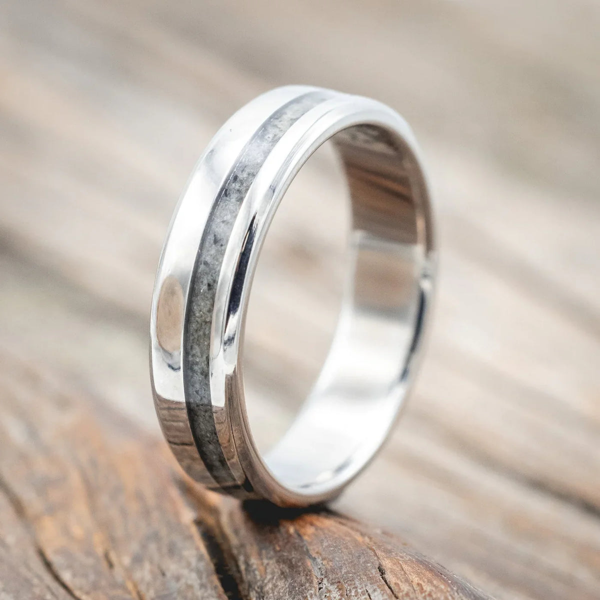 "Vertigo" - Moonstone Wedding Ring - Titanium (6mm) - Size 8 1/4