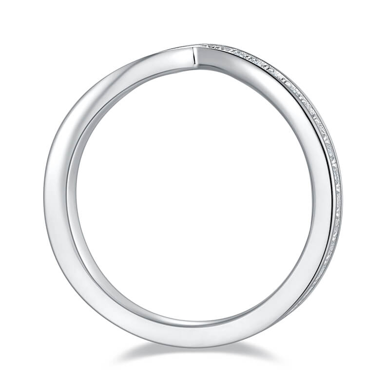 V Shaped Contour Moissanite Channel Set Eternity Wedding Band
