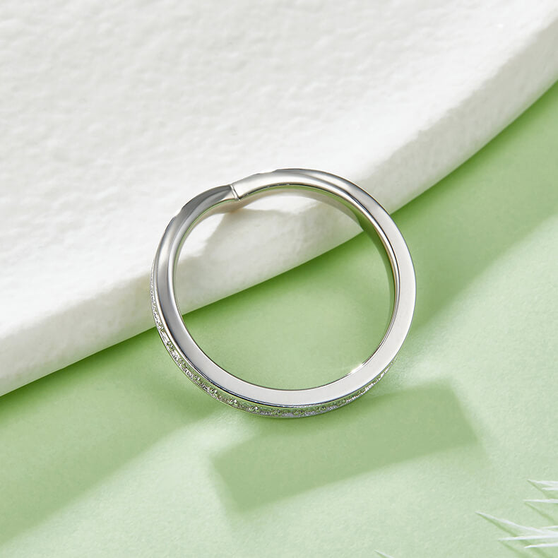 V Shaped Contour Moissanite Channel Set Eternity Wedding Band