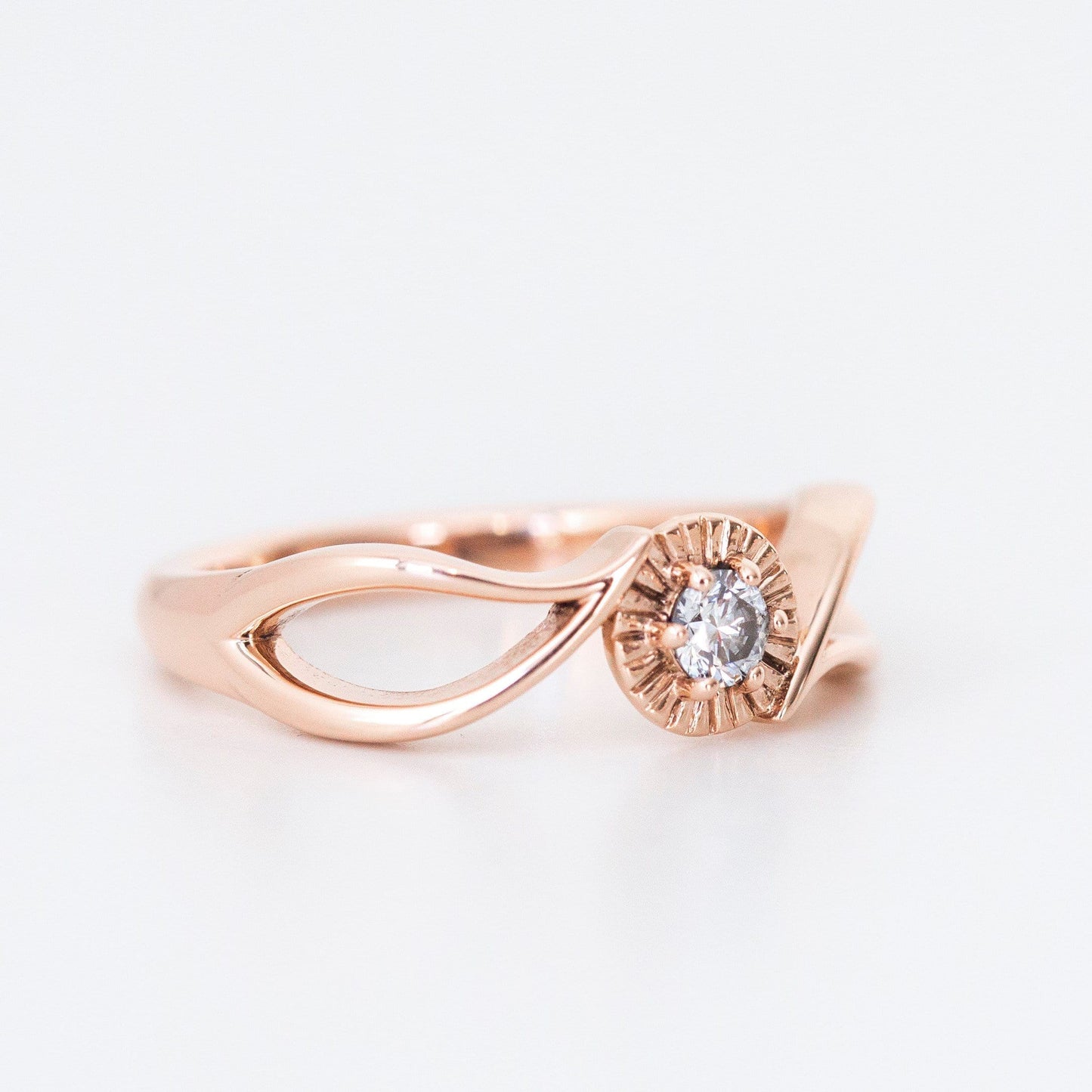 Leaf inspired Diamond Engagement ring