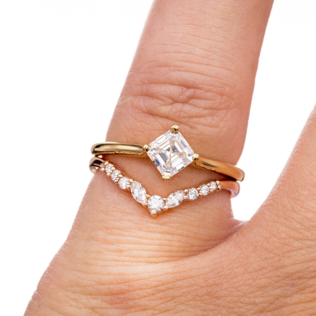 Asscher Cut Moissanite Compass Prong Set Cora Solitaire Engagement Ring