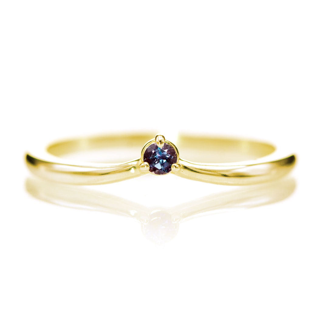 Velma Band - Alexandrite V-Shape Contoured Stacking Wedding Ring