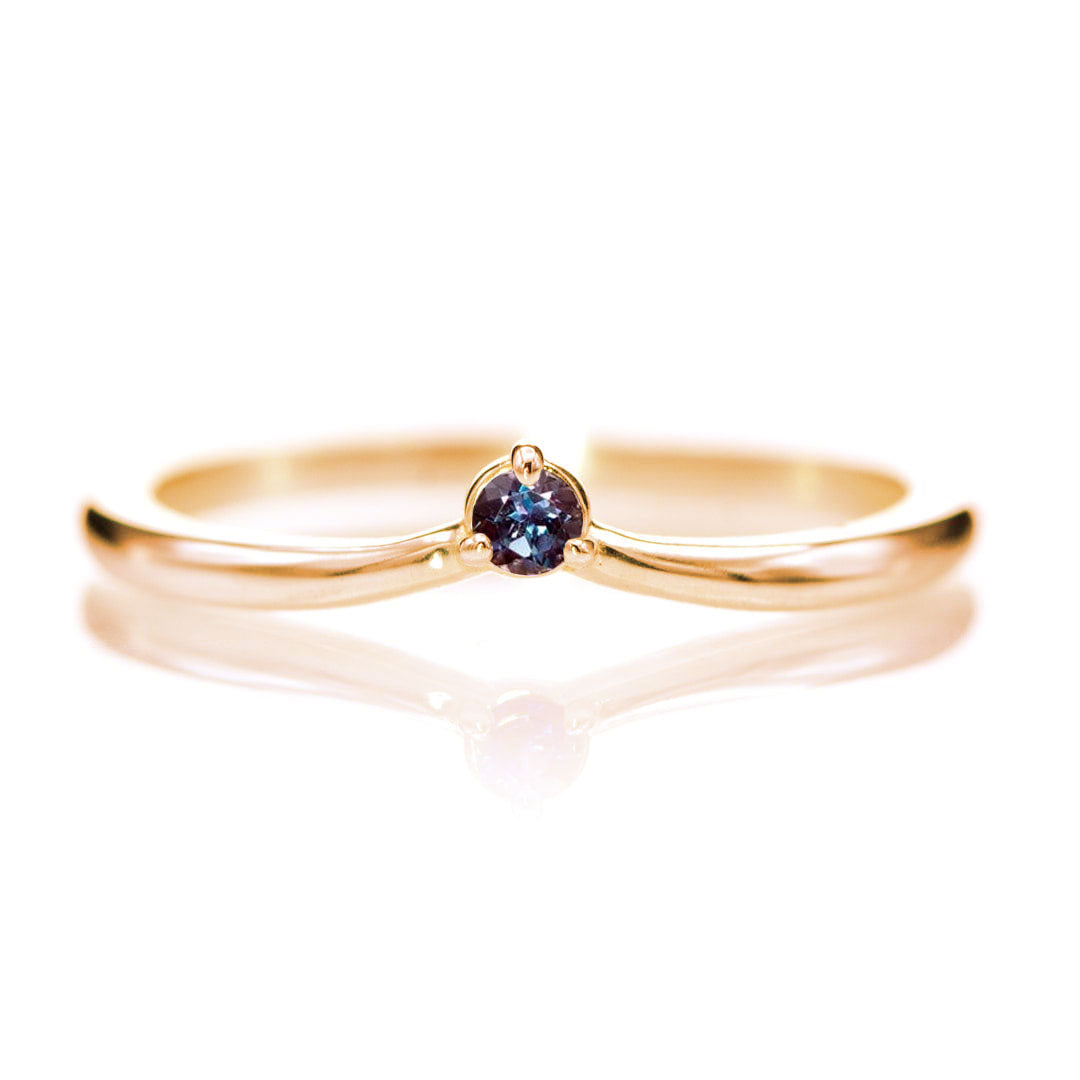 Velma Band - Alexandrite V-Shape Contoured Stacking Wedding Ring