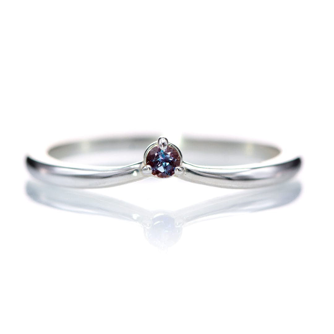 Velma Band - Alexandrite V-Shape Contoured Stacking Wedding Ring