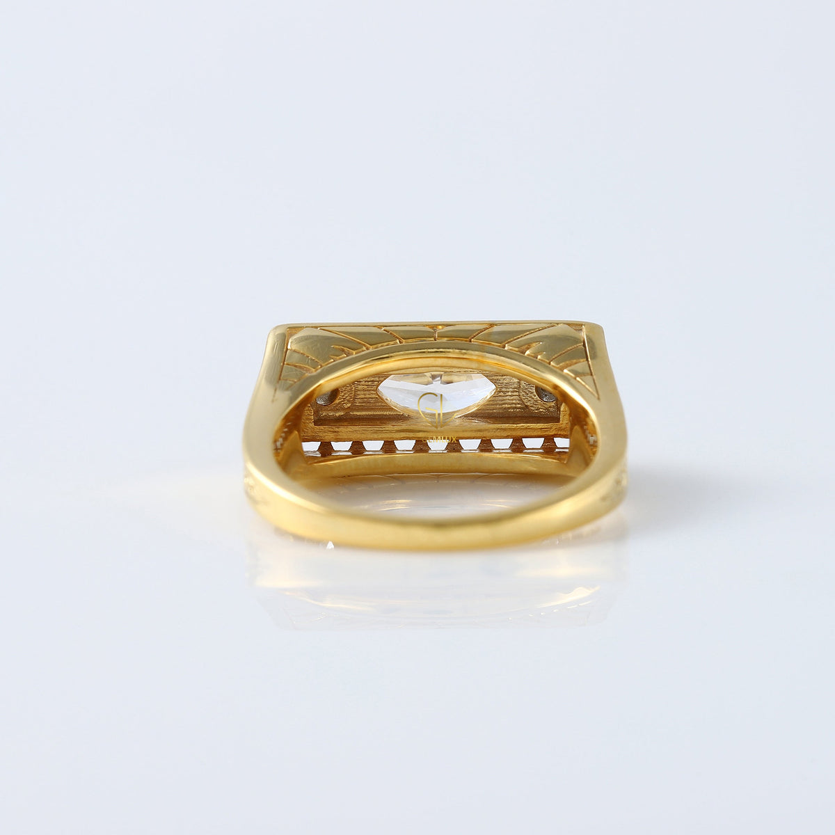 Vintage 1 Ct Marquise Cut Lab Grown Three Stone Gold Ring