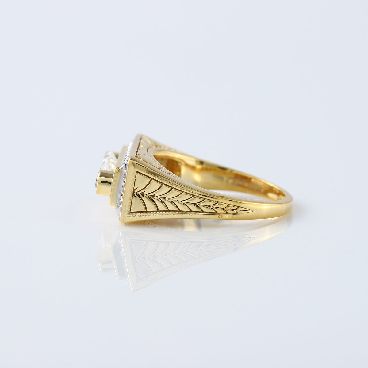 Vintage 1 Ct Marquise Cut Lab Grown Three Stone Gold Ring