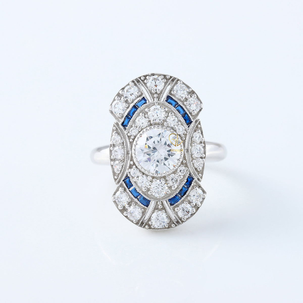Vintage Art Deco Round Cut Lab Grown Cocktail Ring
