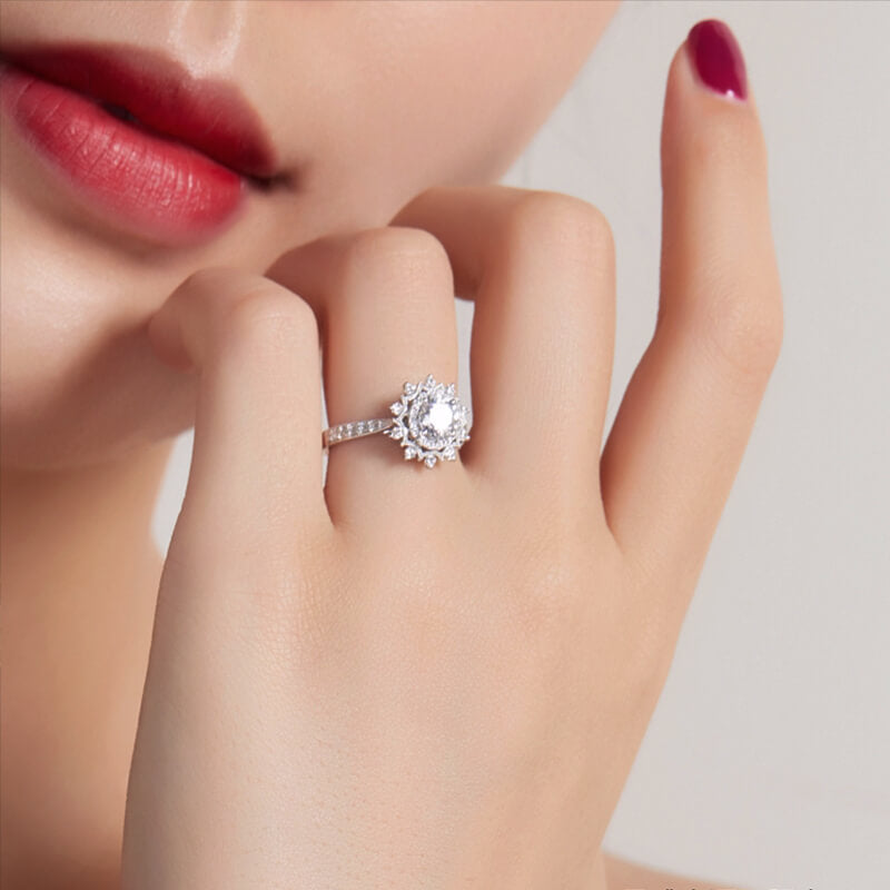 Vintage Double Halo Moissanite Pave Engagement Ring