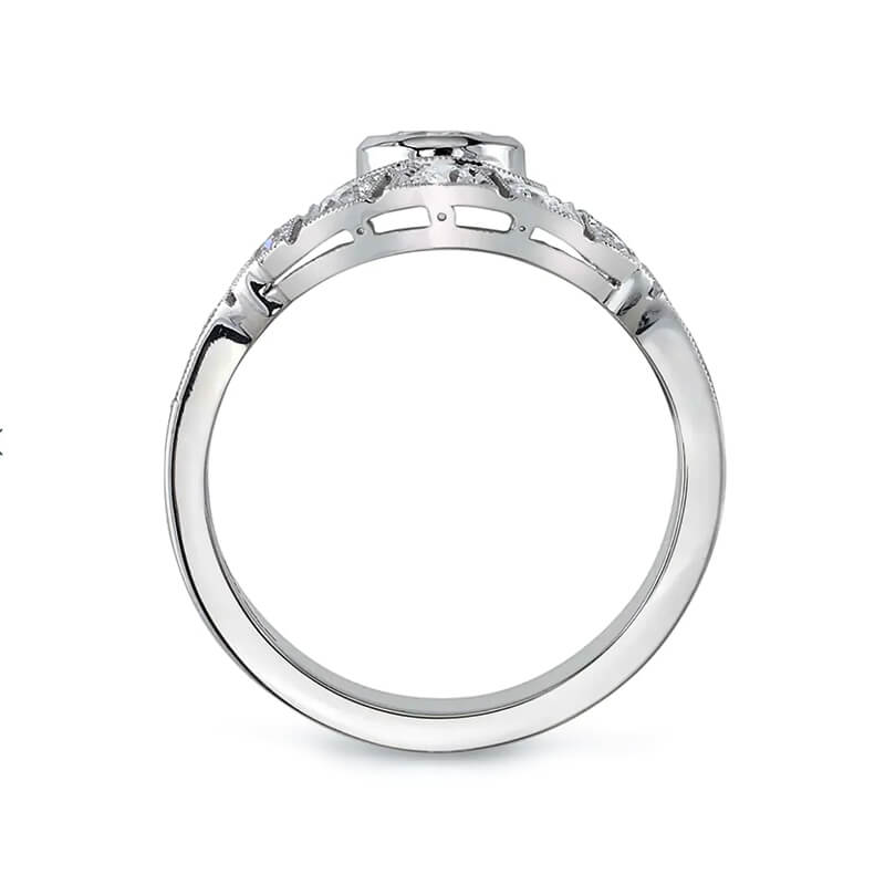 Vintage European Bezel Moissanite Cluster Engagement Ring