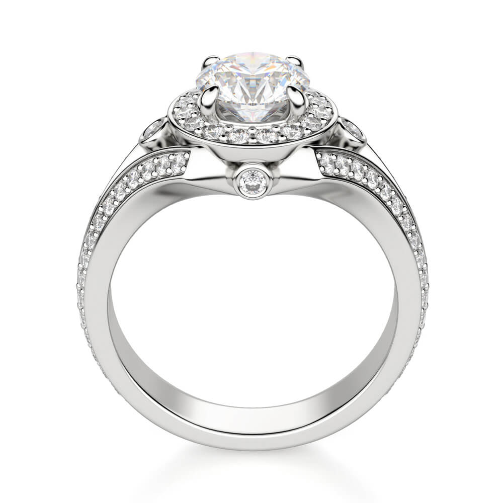 Vintage Halo Moissanite Split Shank Engagement Ring