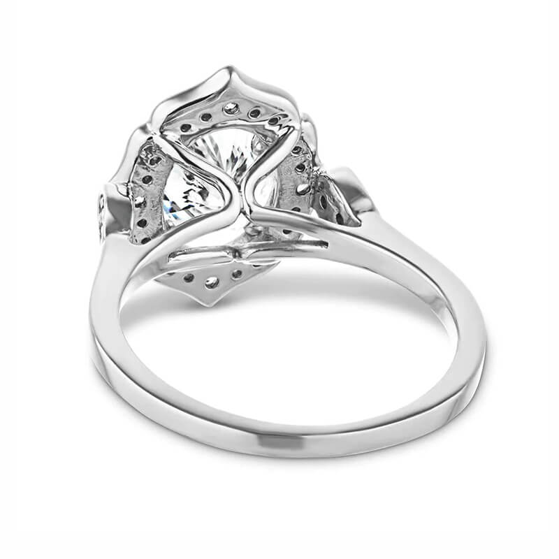 Vintage Halo Oval Cut Moissanite  Engagement Ring