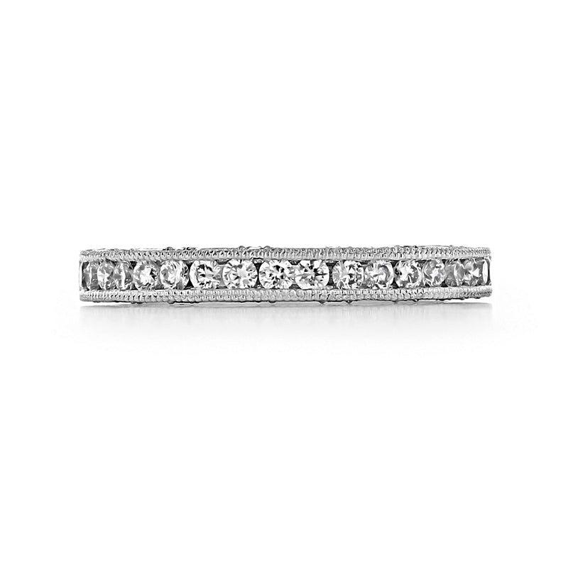 Vintage Moissanite Reverse Crescent Half Eternity Wedding Band