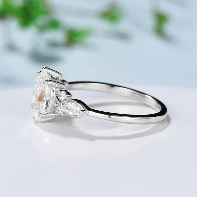 Vintage Oval Moissanite Marquise Accent Engagement Ring