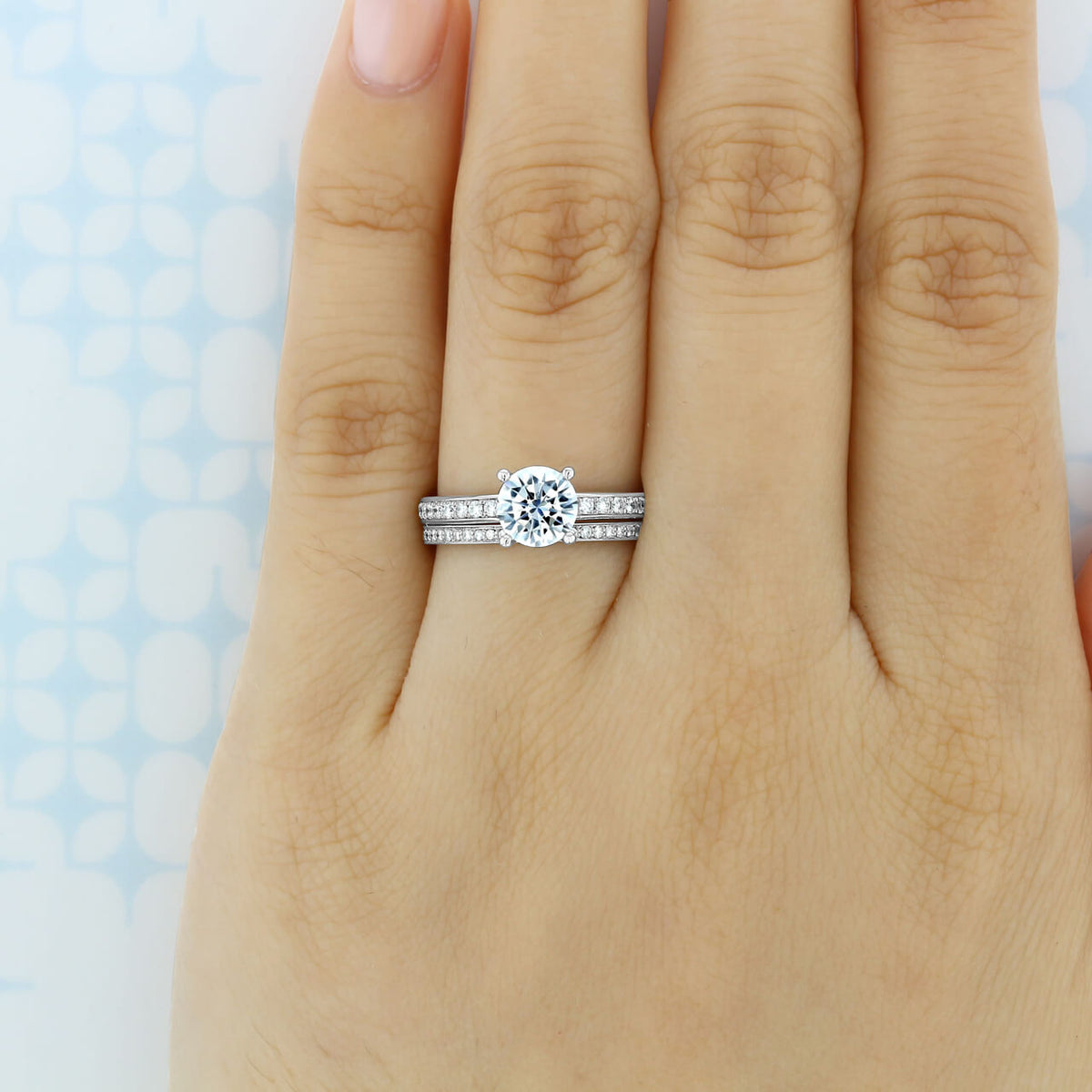 Vintage Pave Moissanite Eternity Wedding Band Stackable Ring