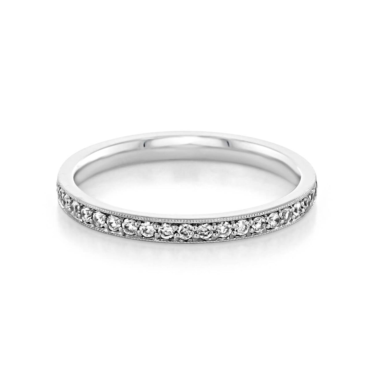 Vintage Pave Moissanite Eternity Wedding Band Stackable Ring