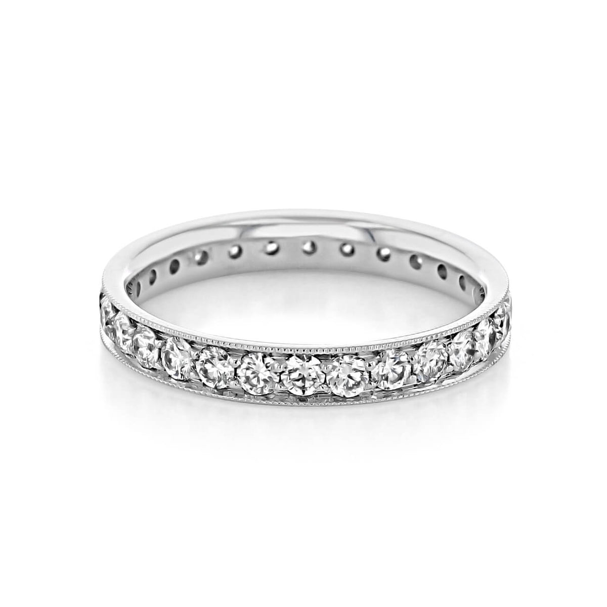 Vintage Pave Moissanite Eternity Wedding Band Stackable Ring