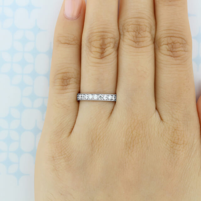 Vintage Pave Moissanite Eternity Wedding Band Stackable Ring