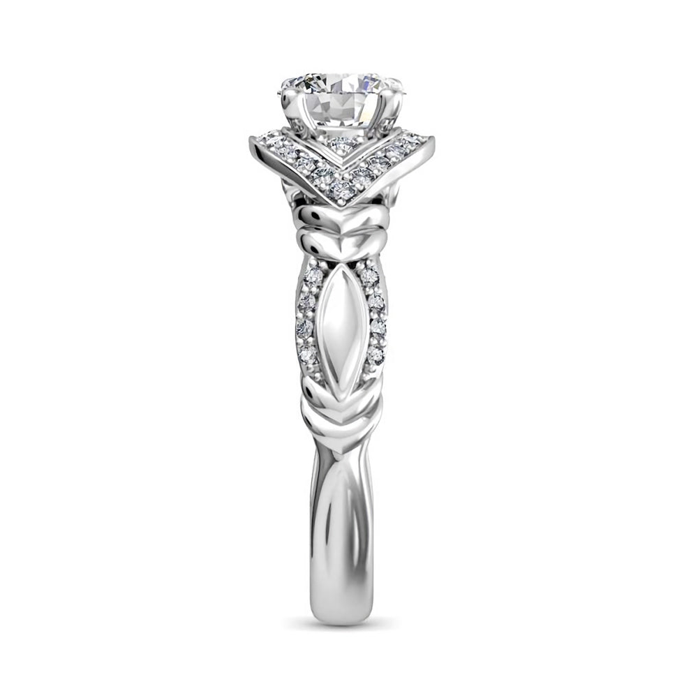 Vintage Swirl Moissanite Filigree Pave Engagement Ring