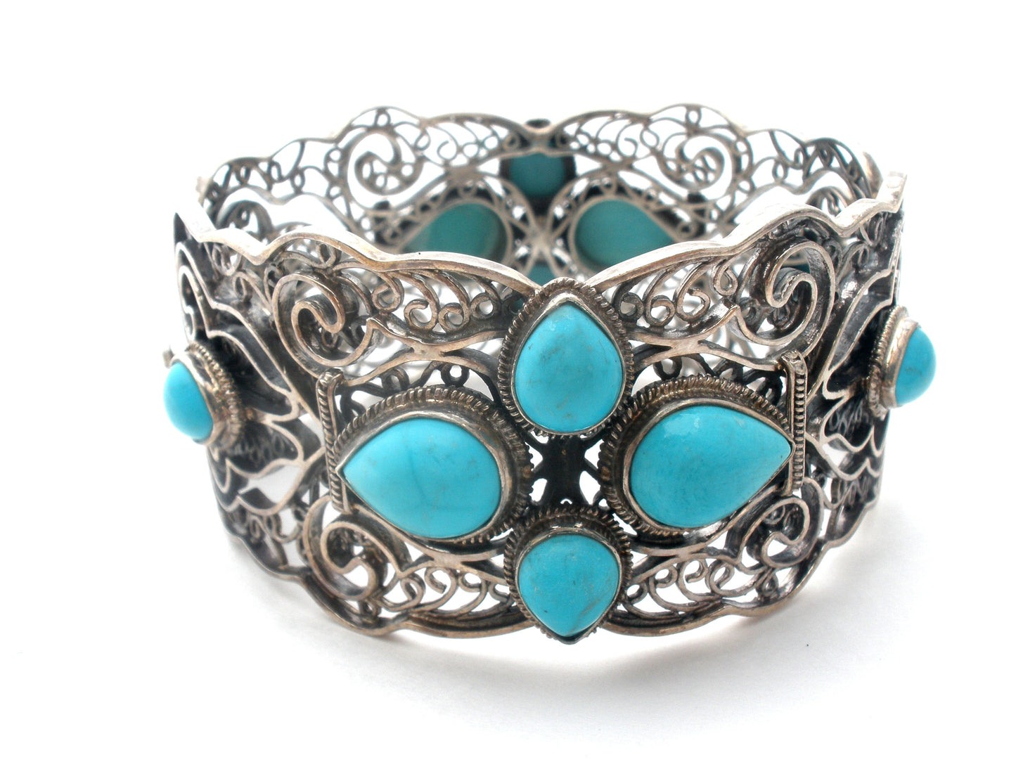 Vintage Turquoise Sterling Silver Bangle Bracelet