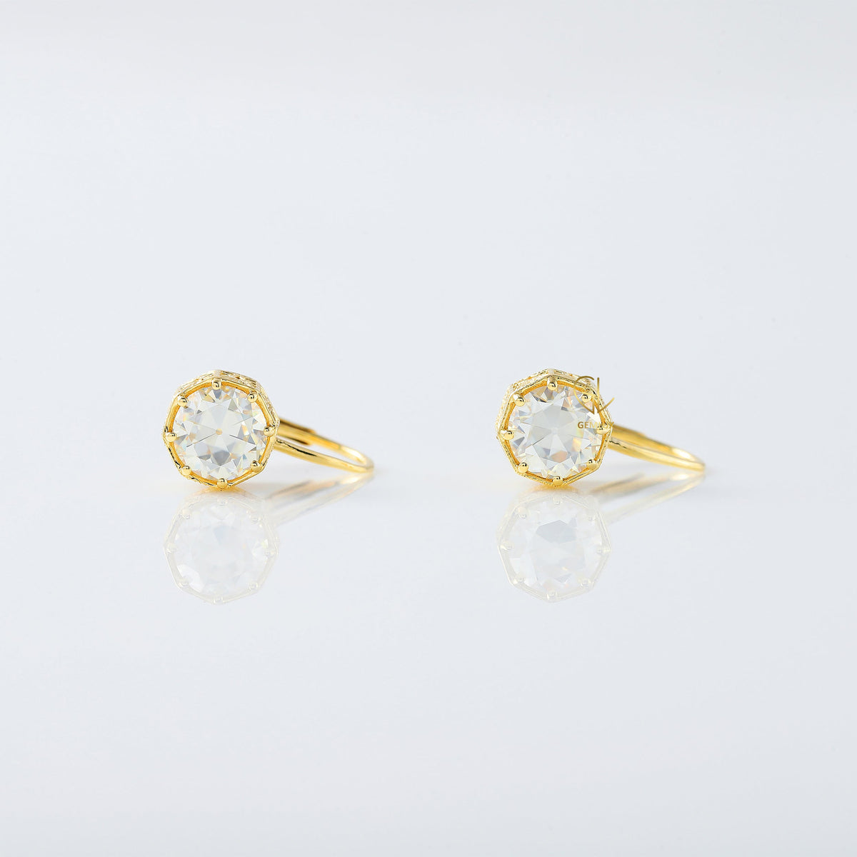 Vintage Inspired Old European Round Cut Moissanite Earrings