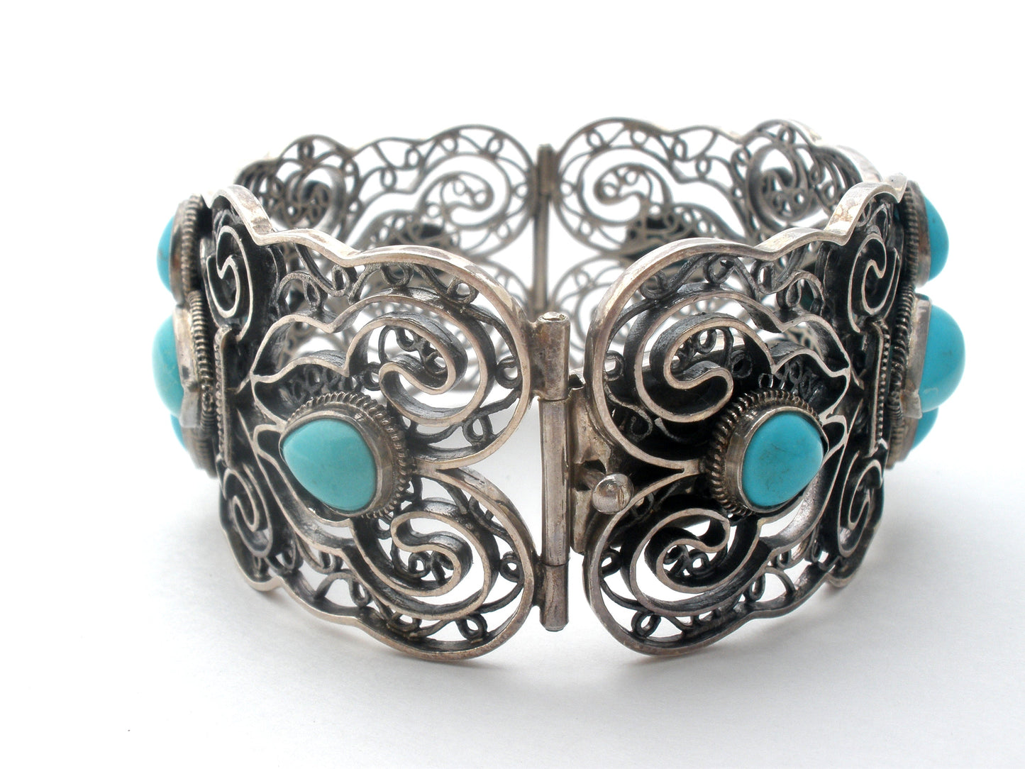 Vintage Turquoise Sterling Silver Bangle Bracelet