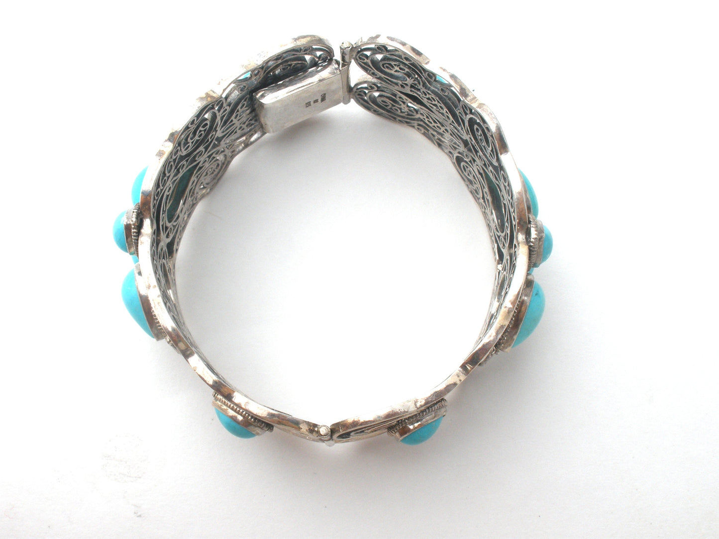 Vintage Turquoise Sterling Silver Bangle Bracelet