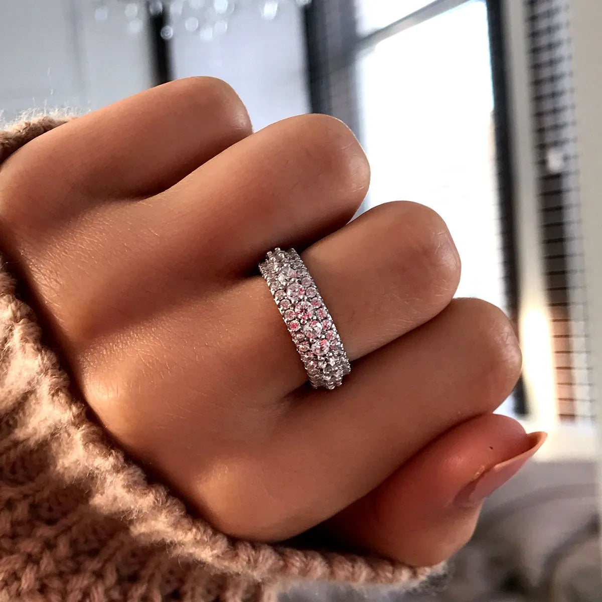 Deluxe 925 Sterling Silver Round Cut Wedding Ring
