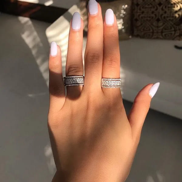 925 Sterling Silver Round Cut Multi Layer Wedding Band