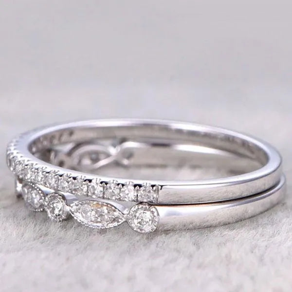 Stackable 925 Sterling Silver Round Cut Wedding Ring