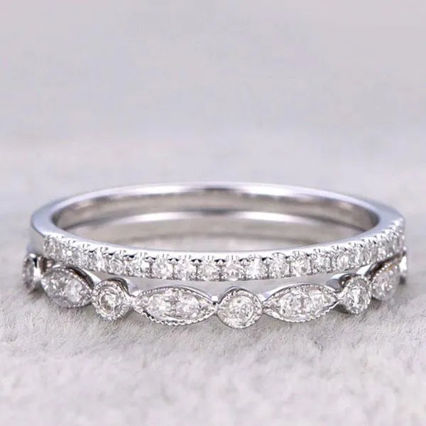 Stackable 925 Sterling Silver Round Cut Wedding Ring