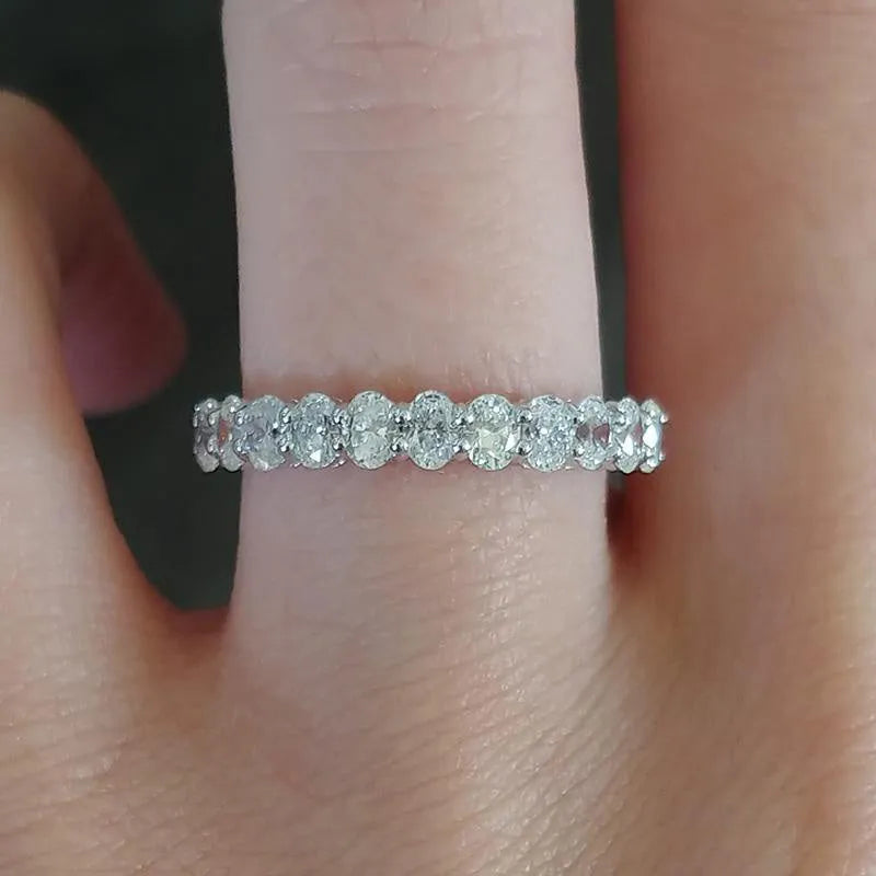 Brilliant 925 Sterling Silver Oval Cut Wedding Ring