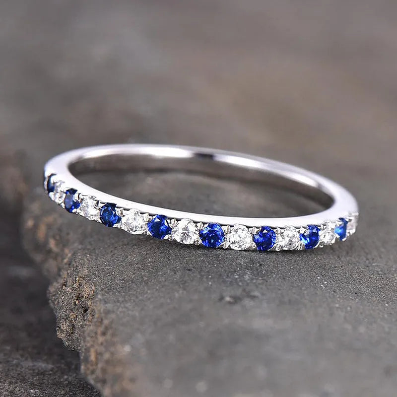 Frosted 925 Sterling Silver Round Cut Wedding Ring