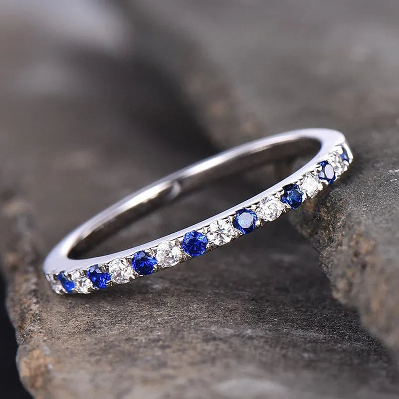 Frosted 925 Sterling Silver Round Cut Wedding Ring