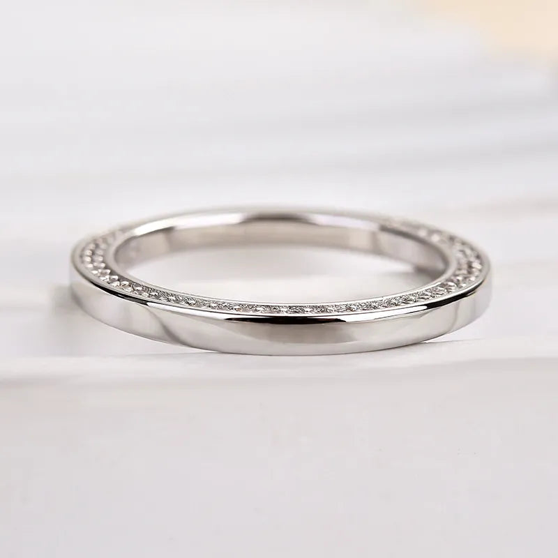 Muted 925 Sterling Silver Round Cut Wedding Ring