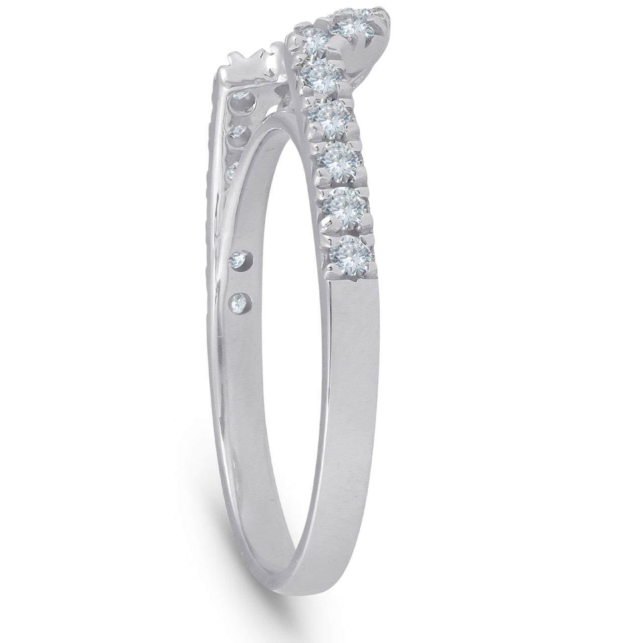 1/2 Ct Diamond Curved Notch Wedding Ring Matching Engagement Band 14k White Gold