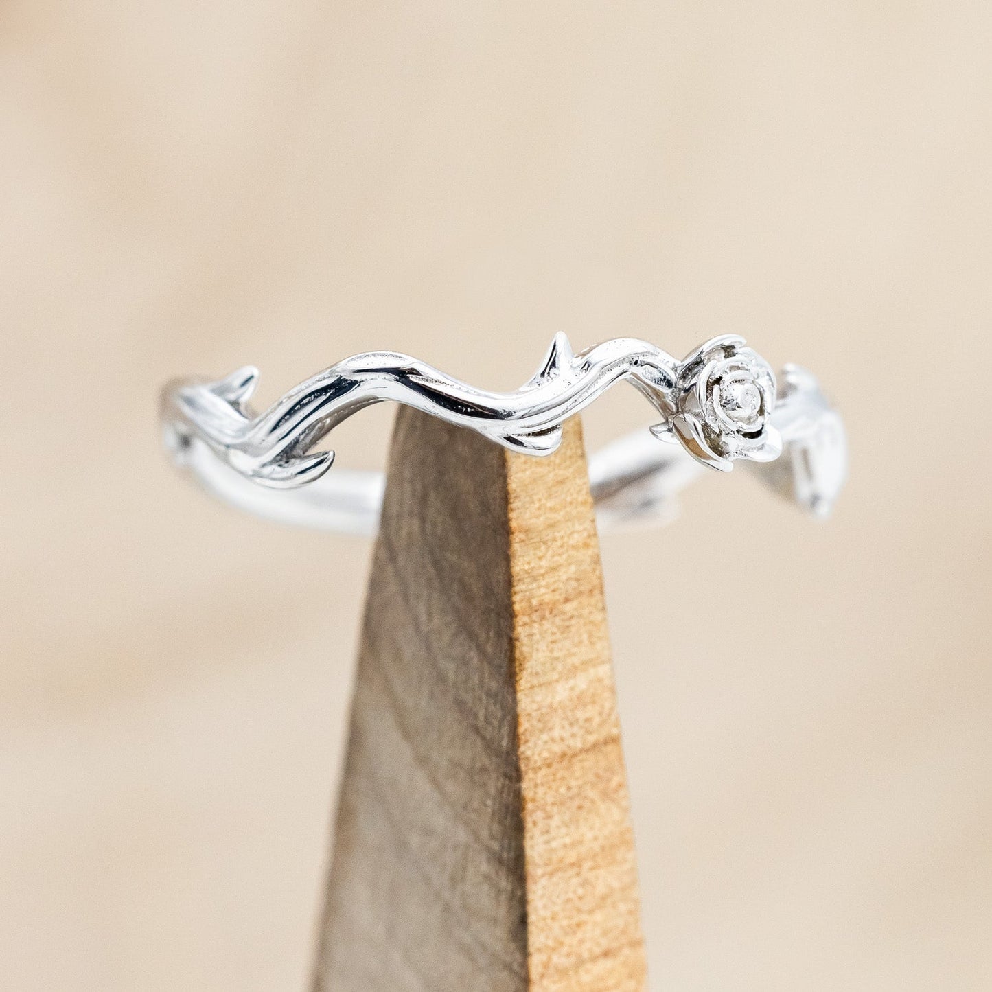 "Artemis On The Vine Divine" - Moss Agate Engagement Ring With Diamond Accents & A Branch-Style Band