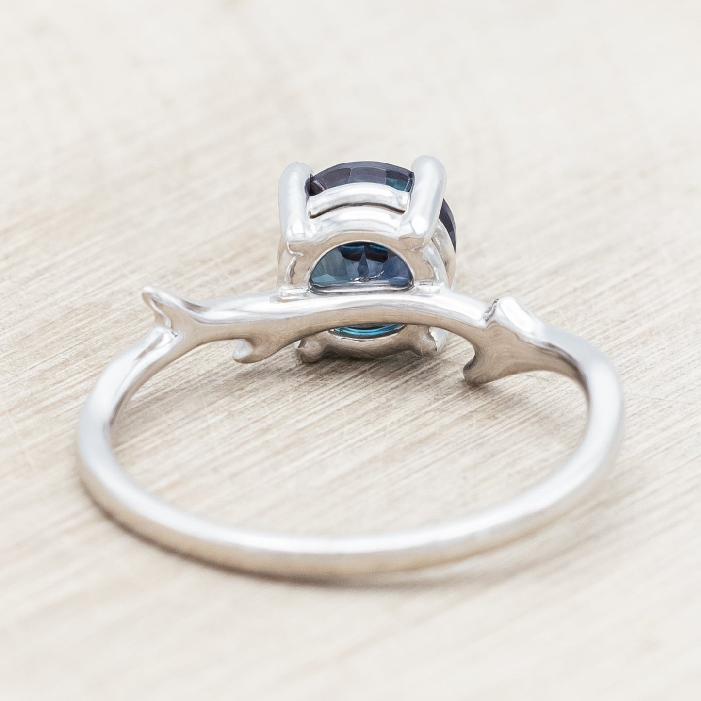 "Artemis" - Round Cut Lab-Grown Alexandrite Engagement Ring With An Antler-Style Band