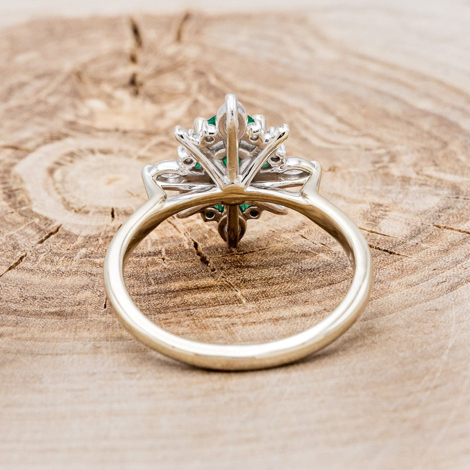 "Azalea" - Oval Lab-Grown Emerald Engagement Ring With Diamond Halo