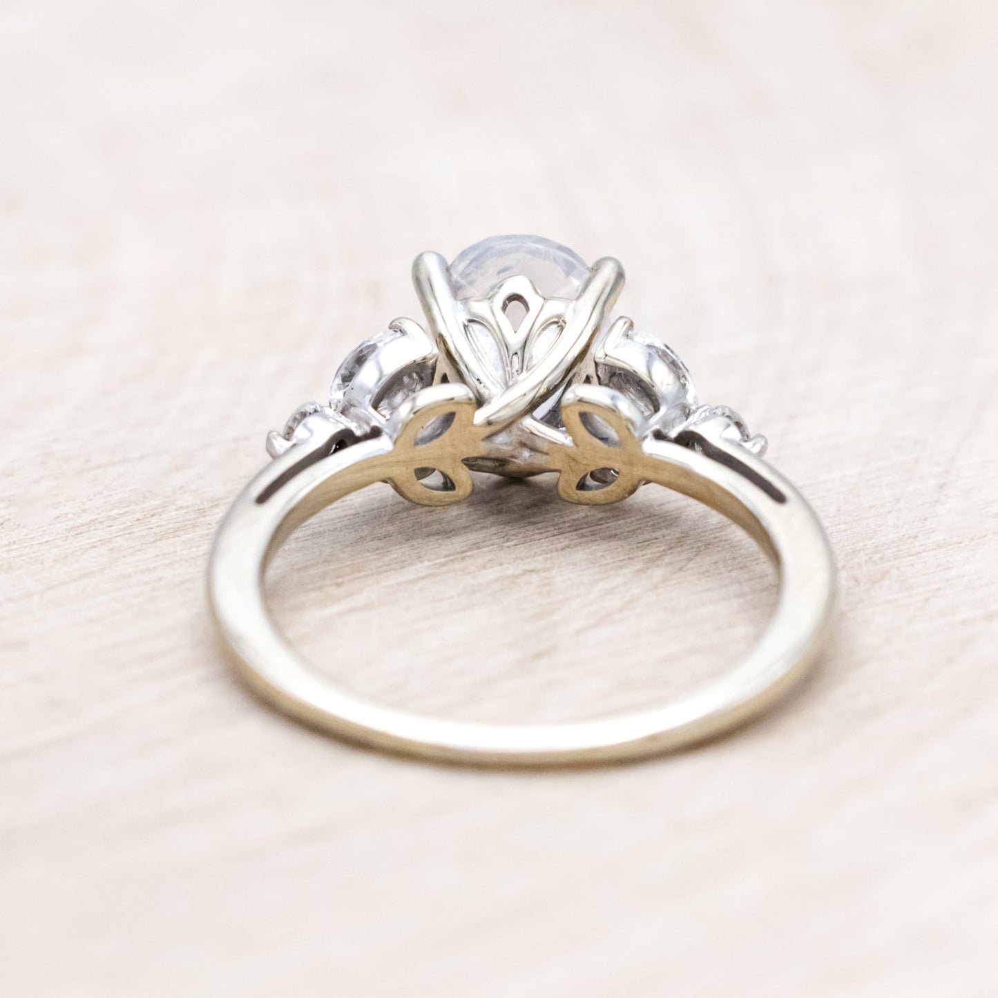 "Blossom" - Oval Cut Moonstone Engagement Ring With Diamond Accents