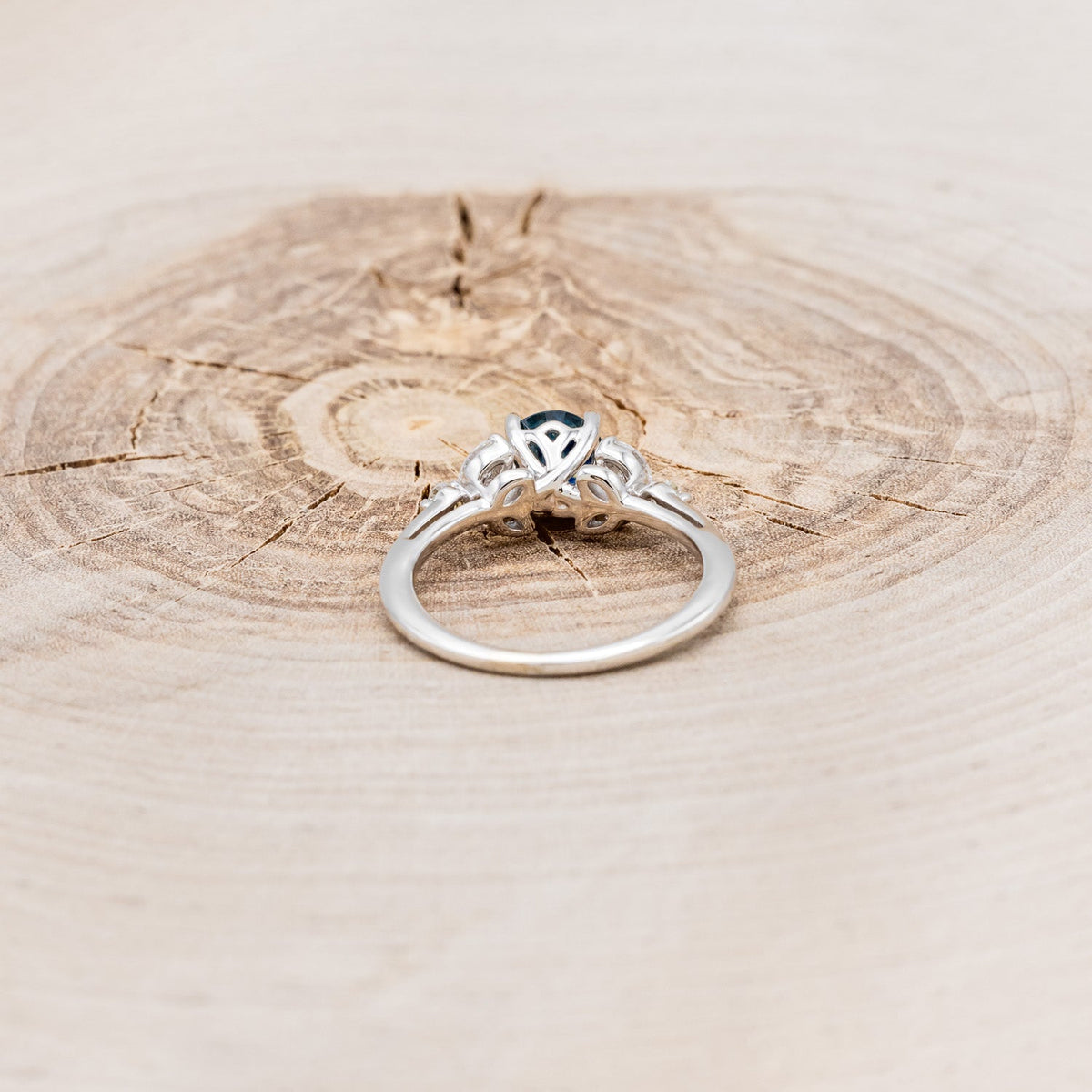 "Blossom" - Round Cut Montana Sapphire Engagement Ring With Diamond Accents