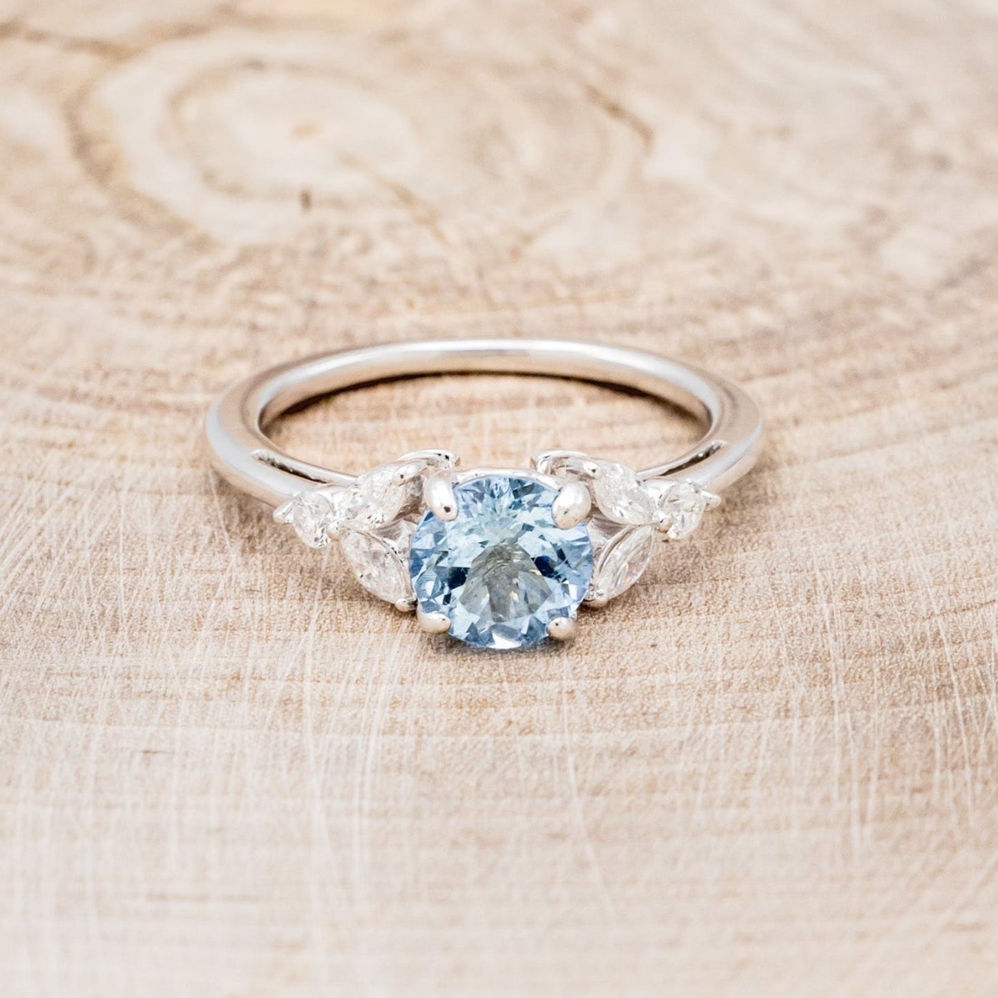 "Blossom" - Aquamarine Engagement Ring With Diamond Accents