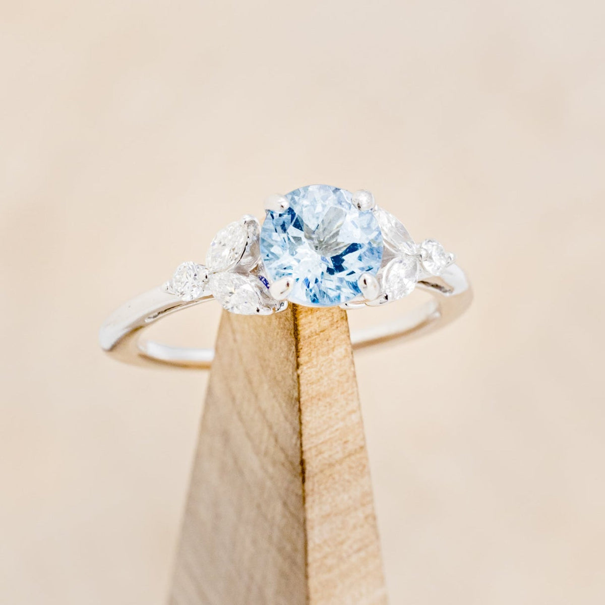 "Blossom" - Aquamarine Engagement Ring With Diamond Accents