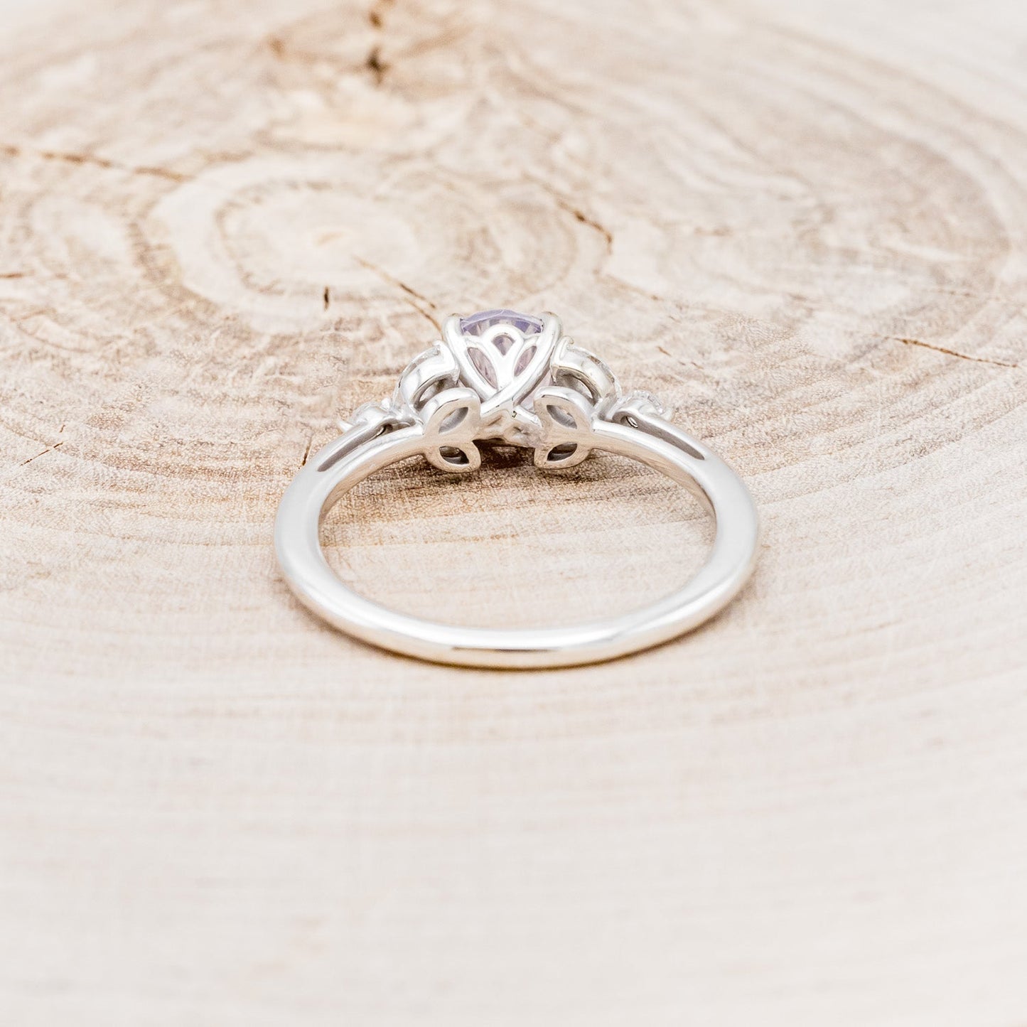 "Blossom" - Round Cut Lavender Quartz Engagement Ring With Diamond Accents