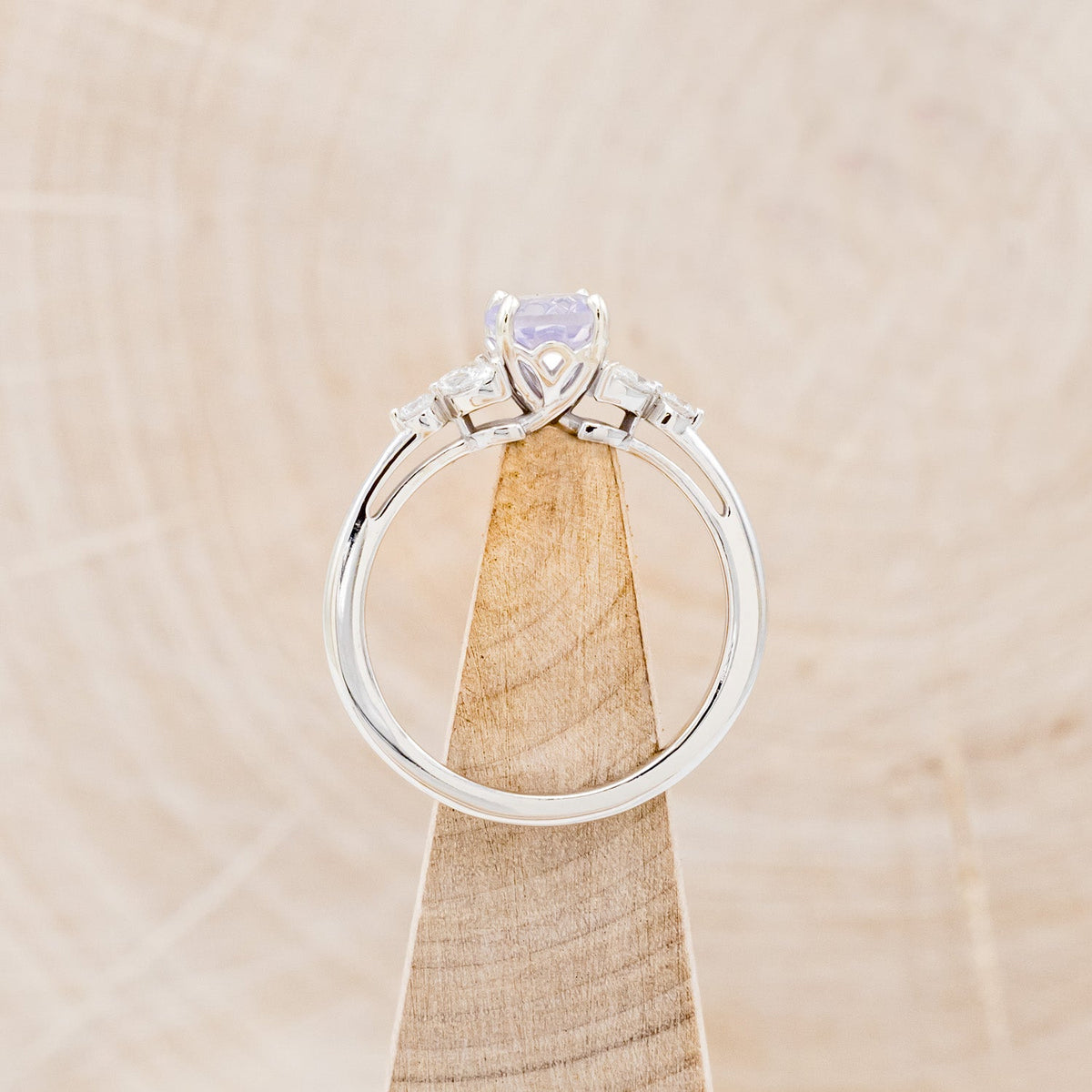 "Blossom" - Round Cut Lavender Quartz Engagement Ring With Diamond Accents