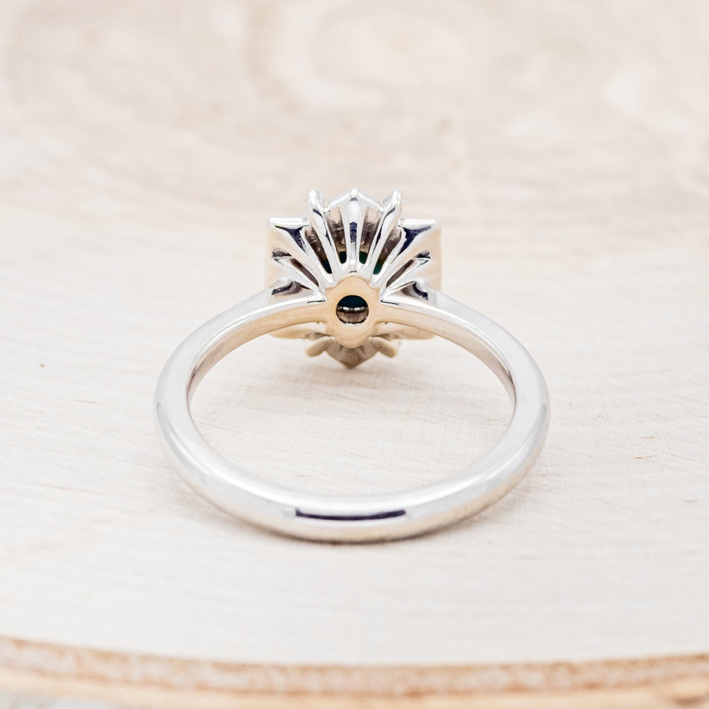 "Cleopatra" - Turquoise Engagement Ring With Diamond Accents & "Sama" Tracers